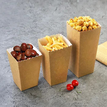 

10pcs Popcorn Kraft Paper Box High Quality Gift Bag Wedding Gift Baby Shower Favors Birthday Party Stationery Container