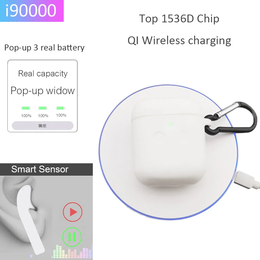 

i90000 TWS Wireless Earphone Pop up Sensor Tap Control Wireless Charging PK i200 i500 i2000 i9000 i10000 TWS