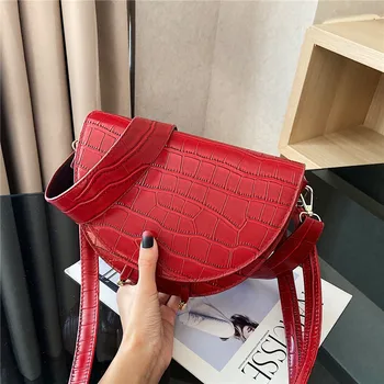 

2019 New Fashion Saddle Bags Brand Designer Women Half Circle Coverd Package Trendy Stone Pattern Single Shoulder Crossbody Bag