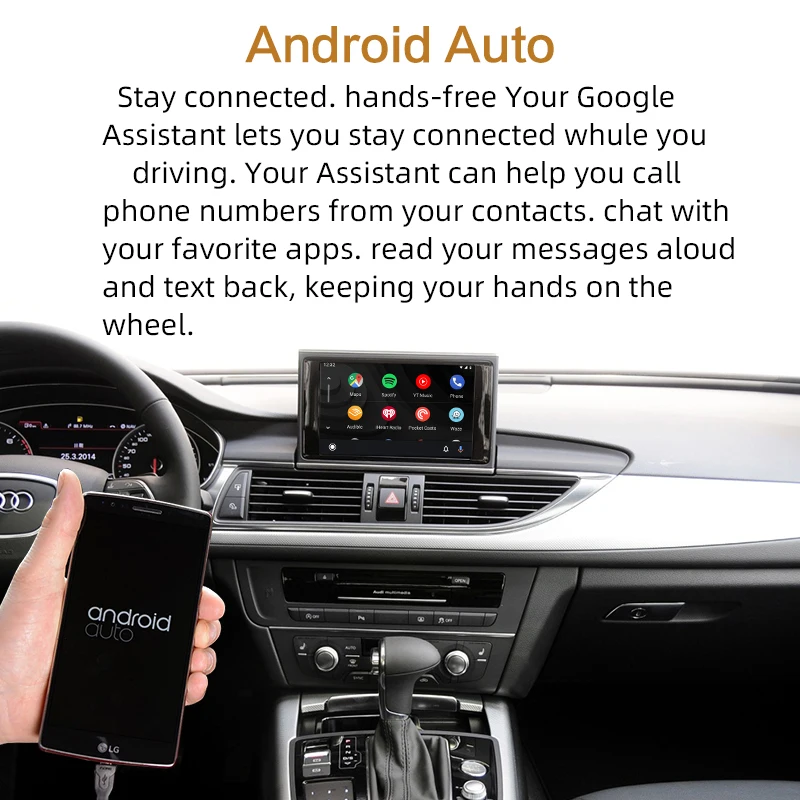 Sinairyu Mirror Wireless Android Auto Retrofit Apple Carplay Solution for AUDI MMI 2G 3G 4G A1 Q2 A3 Q3 A4 A5 Q5 A6 Q7 A8