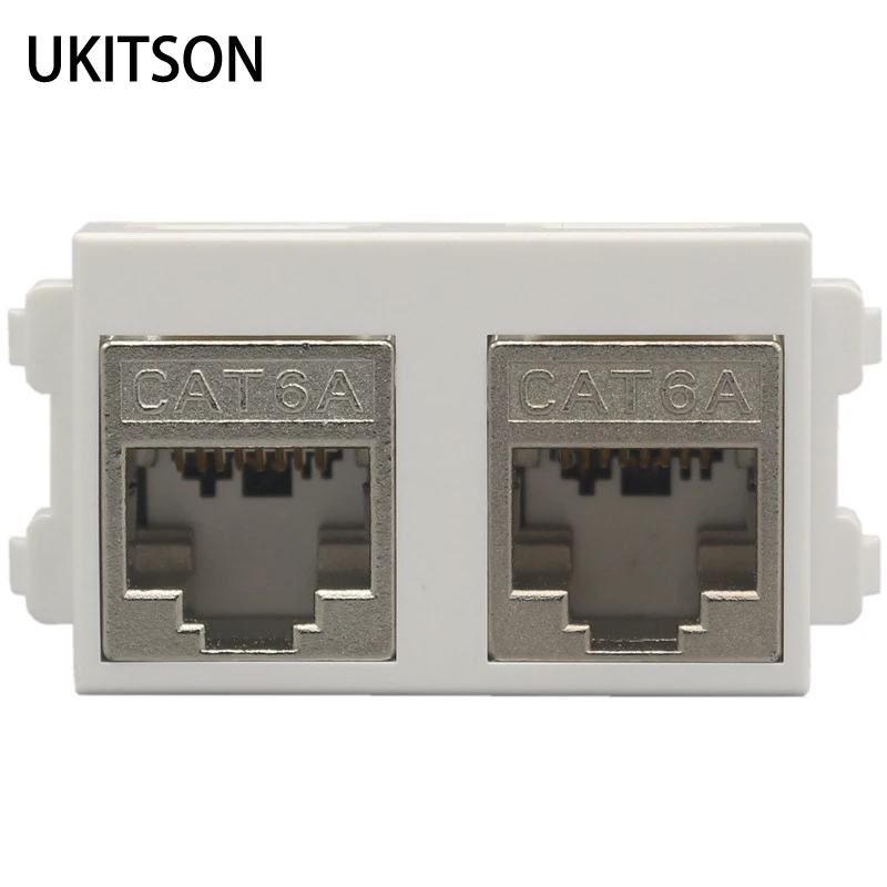 Two Ports CAT.6A RJ45 CAT7 Module Plug Full Shielded Zinc Alloy Socket ...