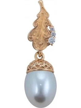 

Примаэксклюзив pendant yellow with pearls and cubic zirconia in red gold