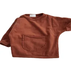 Unisex terry crianças velo hoodie lixar meninas jumper meninos moletom enrolado grandes bolsos do bebê pulôver criança casaco 1 8 anos de idade