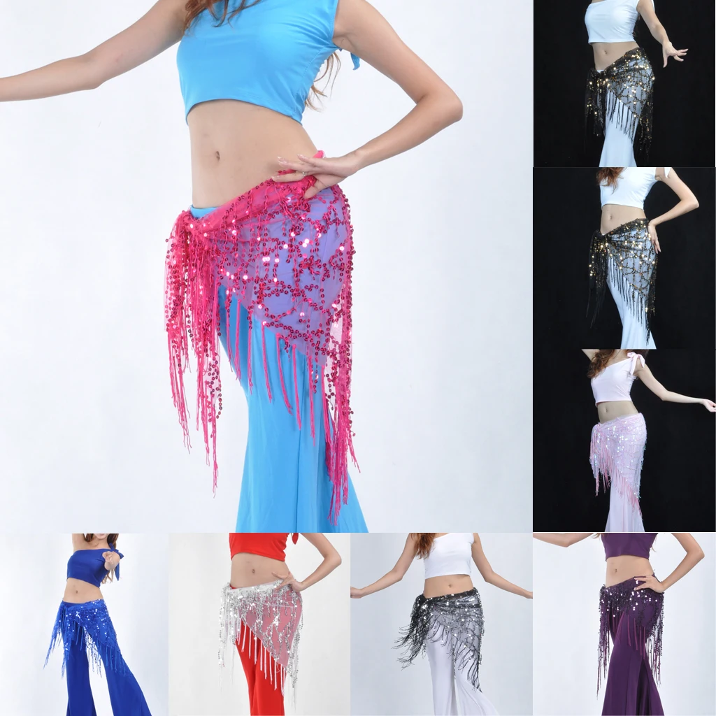 Женский треуголный набедренный шарф для танца живота платье с запахом и цепочкой для танцев Одежда для выступлений аксессуары