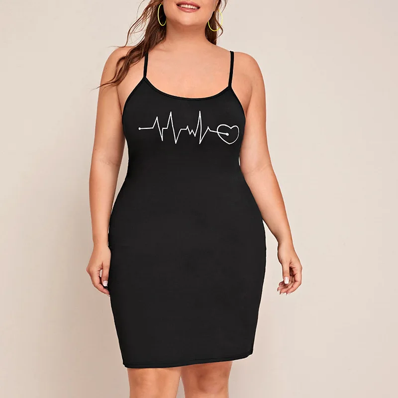 Verano de 2021 de moda para mujer vestido de verano negro Liga impresa falda usando mediados longitud y estilo frío Sexy una línea vestidos de