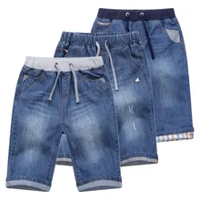 Boys Jean Shorts 2021 Summer Brand Design Printing Embroidery Lattice Kids Denim Shorts For Teen Boys 2-14Years Wear DWQ101