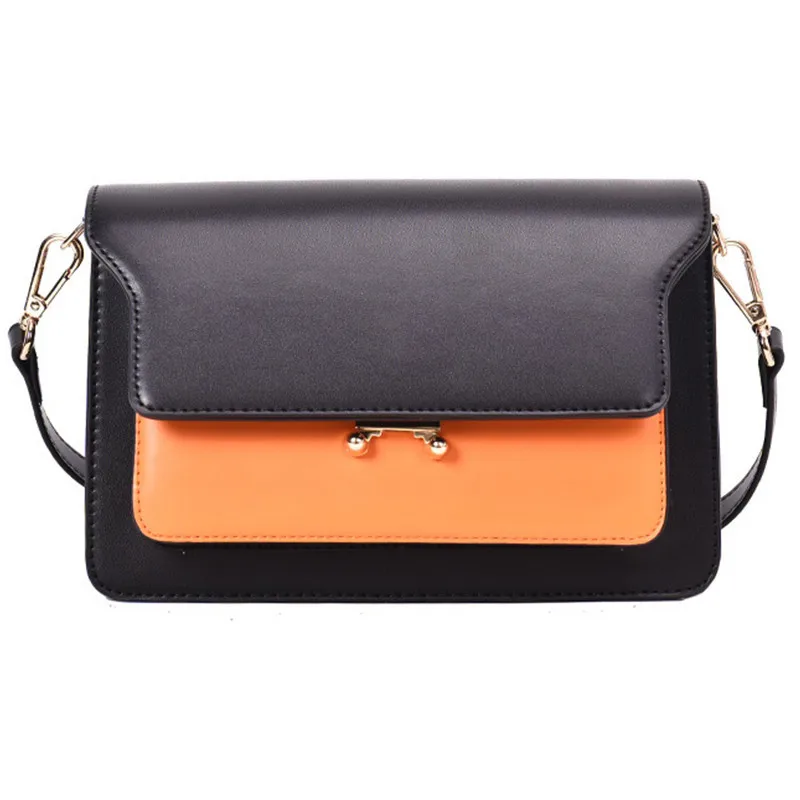 

Work Bag Female Temperament Fashion High Quality Shoulder Bag Youth Diagonal Bag Contrast Color PU Leather Compartment Bag Small