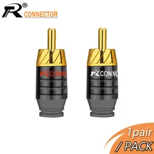 2 pces/1 par banhado a ouro conector do fone de ouvido jack rca plug jack conector alto-falante saída de áudio/entrada adaptador plug