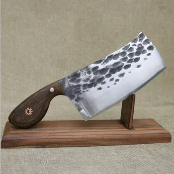 

29.5CM Chinese Handmade Kitchen Cleaver Carbon Knife Vegetable Knives and Meat Cutte Slicing Knife Fine Handmade Handle