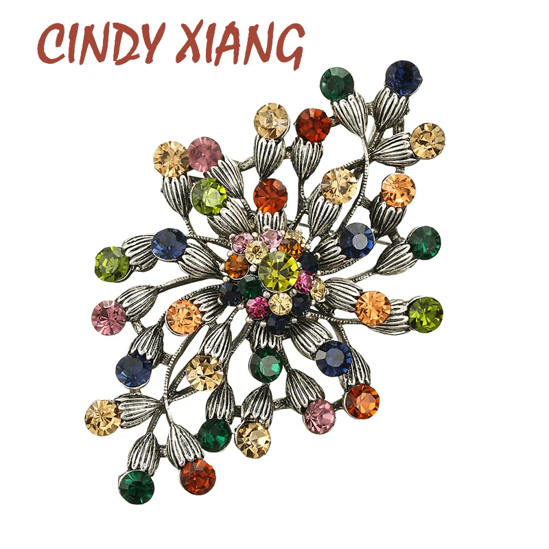 Женская Винтажная брошь CINDY XIANG большие броши в виде цветка стразы высокое