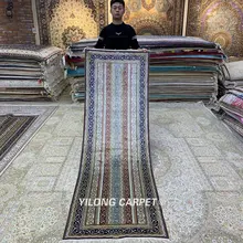 Yilong 2,5 'x8' ручной работы шелковая дорожка персидский цветочный ручной узлом коврик для прихожей(HF348B