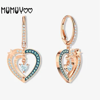 

Fashion jewelry 2020 new high quality starry night honey romantic heart-shaped earrings women's hollow two-tone love earrings