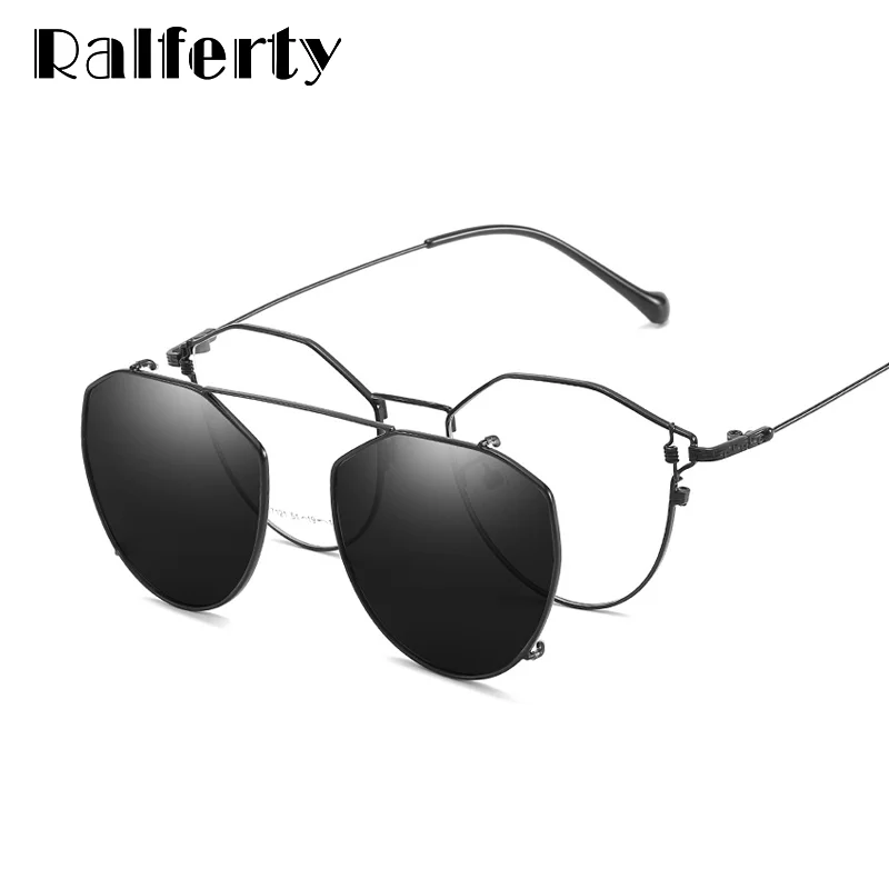 Ralferty, 2 в 1, солнцезащитные очки по рецепту, близорукость, женские очки, Женская оправа, клипсы, очки, полярная оптика, солнцезащитные очки Z17121