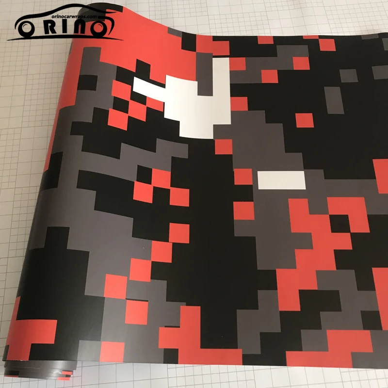 Black Orange Digital Camouflage Vinyl Film-2