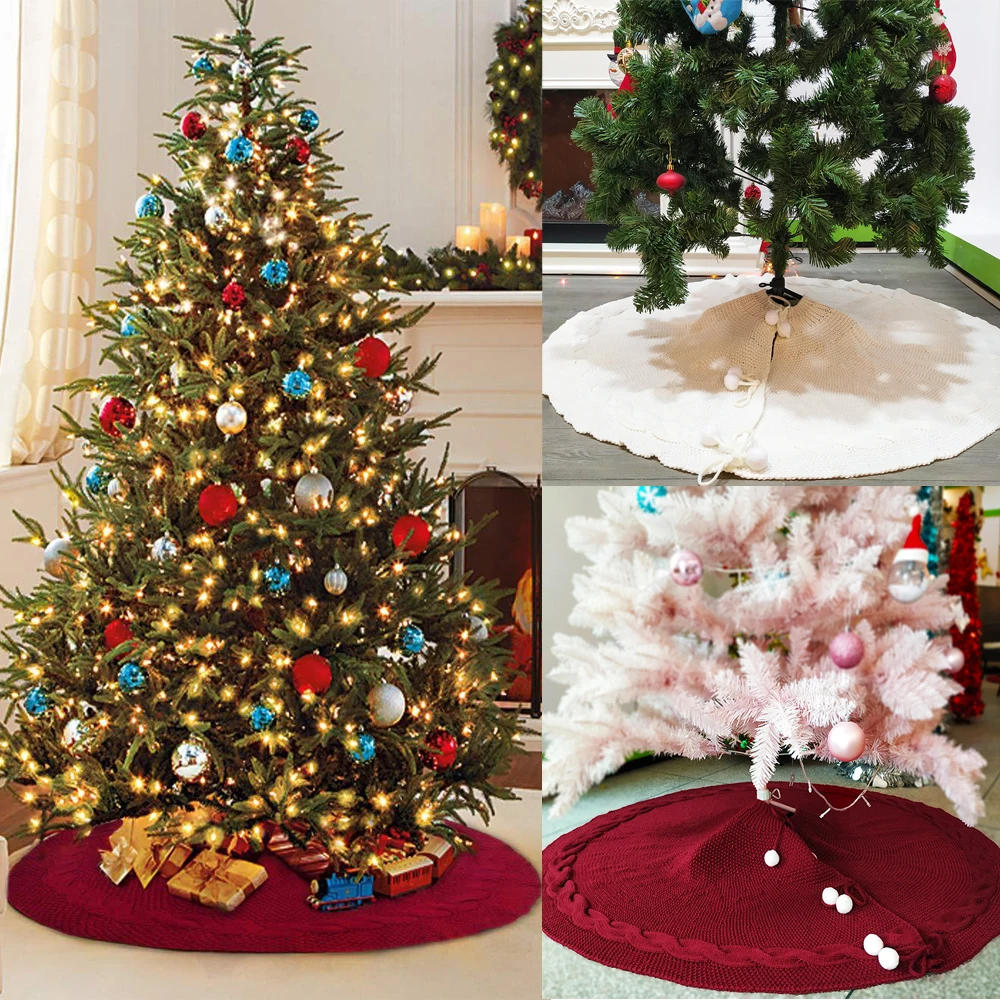 Коврик с рождественской елкой, Вязаная Шерстяная Юбка, напольный ковер, рождественские вечерние покрытия, домашний декор