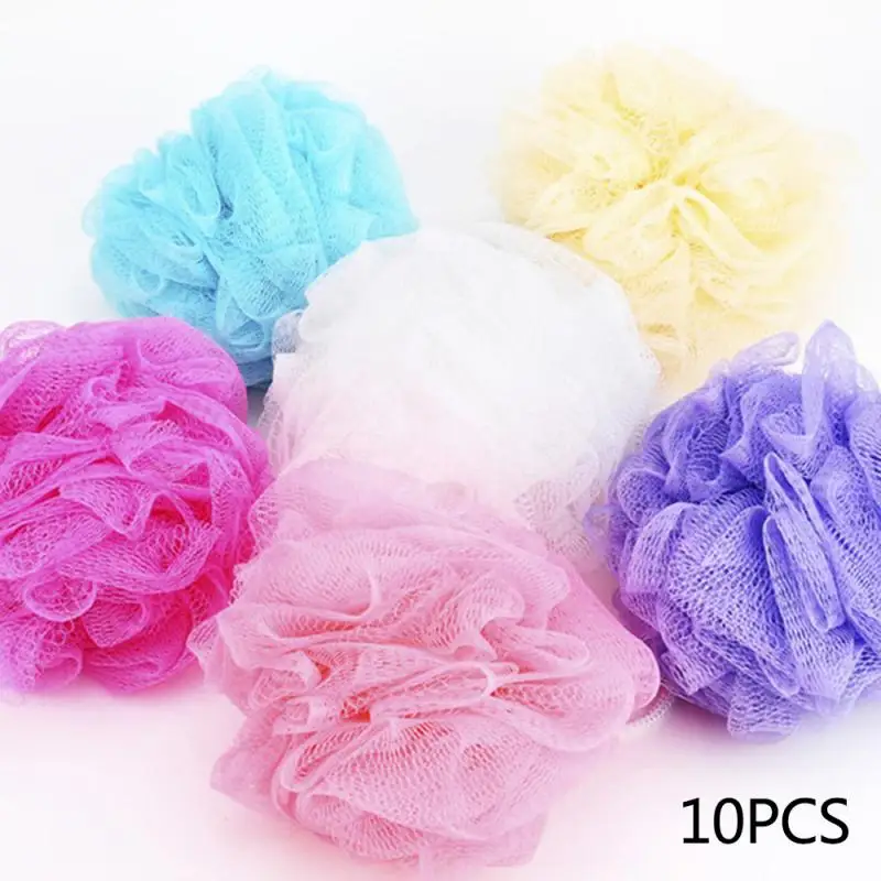 10pcs Новое поступление губка для мытья люфа цветок ванна мяч Очищающая сетка для тела Душ нейлоновая мочалка сетка люфа Сетка шар отшелушивающий Душ - Цвет: 10pcs