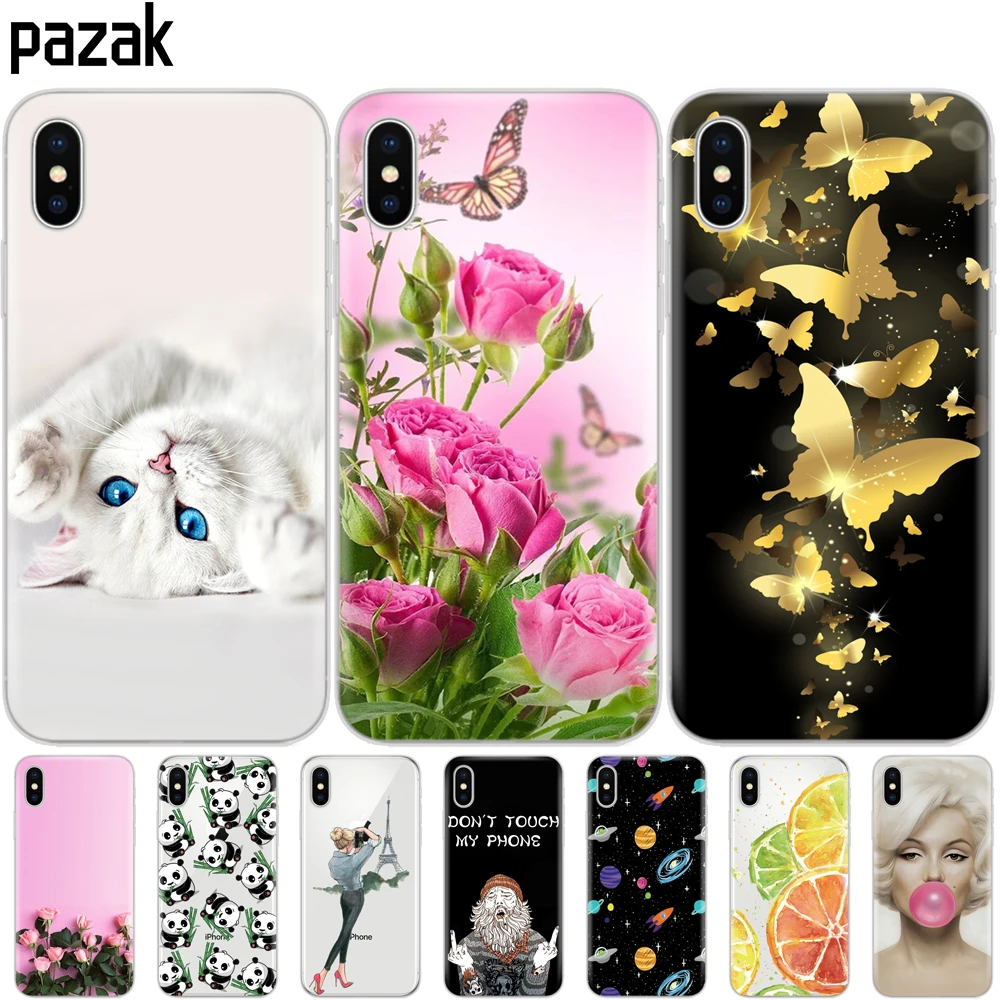 

Silicone Cover Phone Case For iphone X XS XR Case for iphone xs max coque etui bumper back cover full 360 protective printing