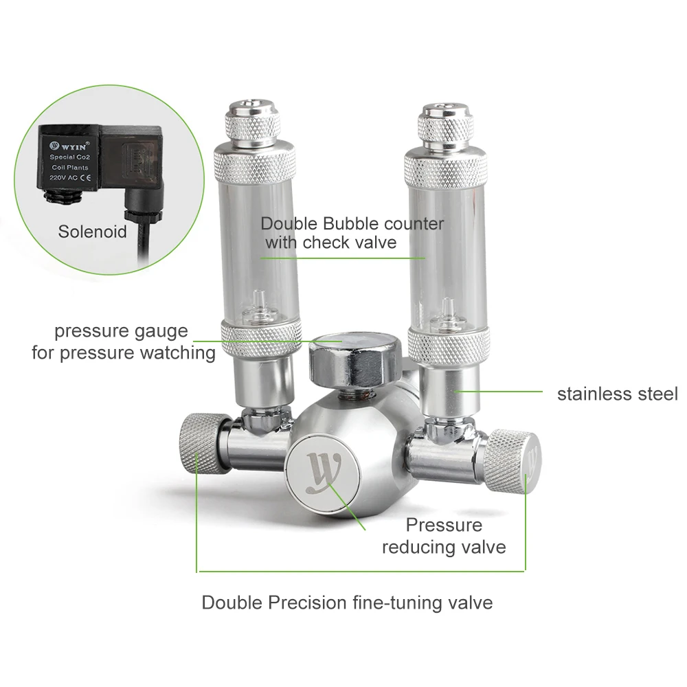 Pressur Regul Co2 с соленоидной двойной отделкой и клапан регулятор для аквариума проверка аквариумный клапан Co2 контроль Valv 12V Выходное напряжение