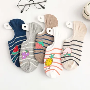 

Cartoon Banana Fruit Patterned Women Ankle Breathable Low Sock Seamless Invisible Socks Slippers Female Cotton Boat Short Socks