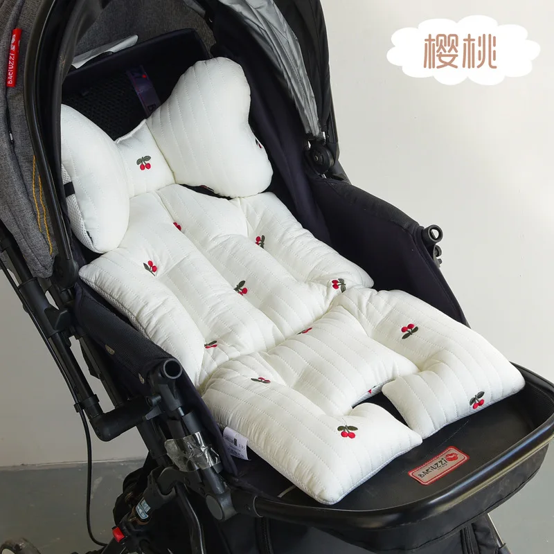 9639B 2021 Winter Embroided Baby Stroller Seat Cushion Bear Seat Pad Stroller Accessories Thick Cotton Padded baby stroller accessories deals	