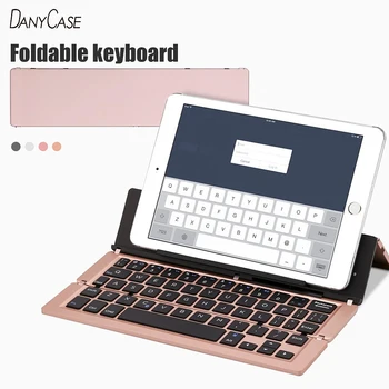 

Metal Foldable Bluetooth Keyboard Wireless Three Folding Keypad Stand For Apple IOS Android Windows iPad Xiaomi Tablet Phone PC