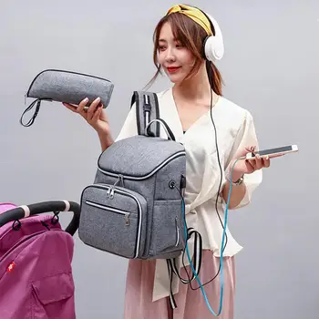 

Fashion Mummy Maternity Nappy Bag Large Capacity Multi-function Stroller Bag Waterproof Travel Backpack Baby Care Nursing Bags