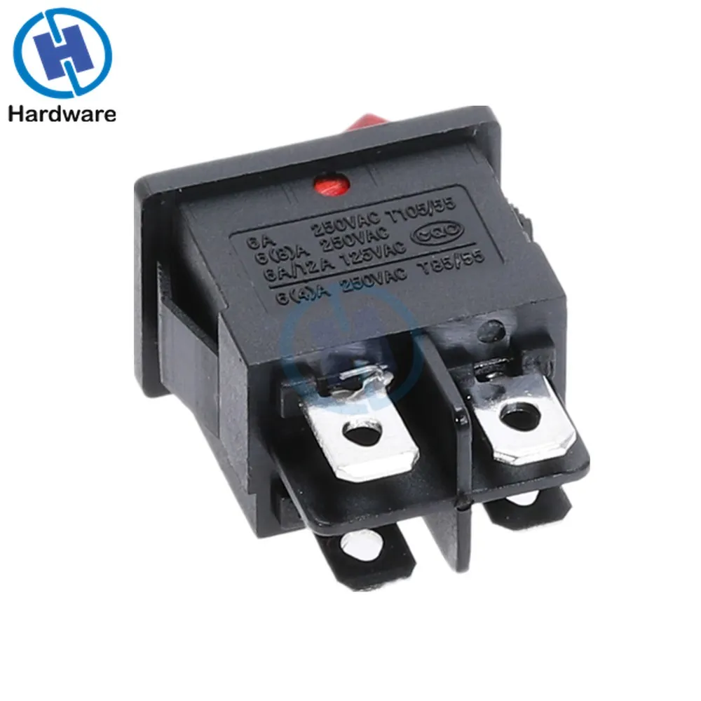 KCD1 3PIin 4Pin Лодка Автомобильный кулисный переключатель 6A/10A 250 V/125 V AC вкл.-ВЫКЛ.-ВКЛ. 250VAC 6A 125VAC 10A со светодиодным светильник 220V