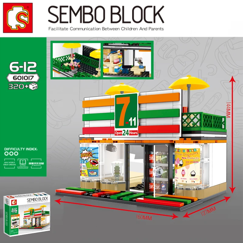 Sembo Convenience Store 7-11 Compatible Lepinblocks City Streetscape Building Blocks Bricks Educational Toys Birthdays Gifts | Игрушки и