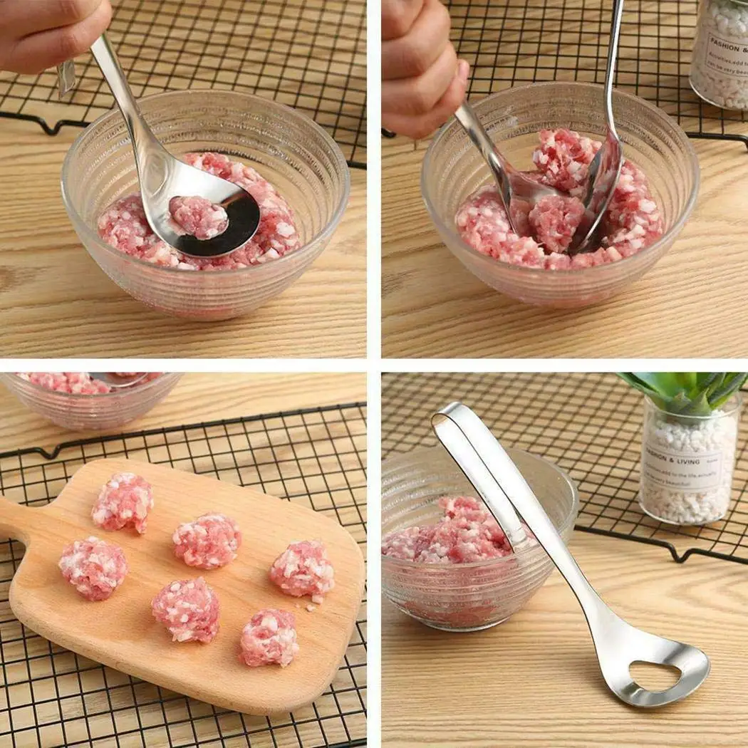 

Meatball Spoon Stainless Non-Stick Meatball Maker Tool with Long Handle Creative Homemade Lean Meat Balls Spoon Mold Meat Tools