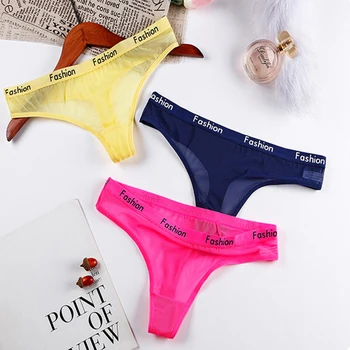 

Sexy ladies cotton mesh transparent panties thong string underwear fashion low women's underwear seamless panties low waist