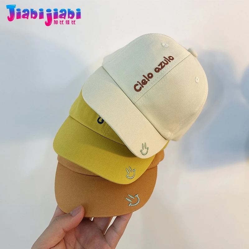 

Children Peaked Cap Preschool Toddler Spring Autumn Soft Top Baseball Cap Baby Boys Girls Embroidery Smiley Sun Hat 1-4 old
