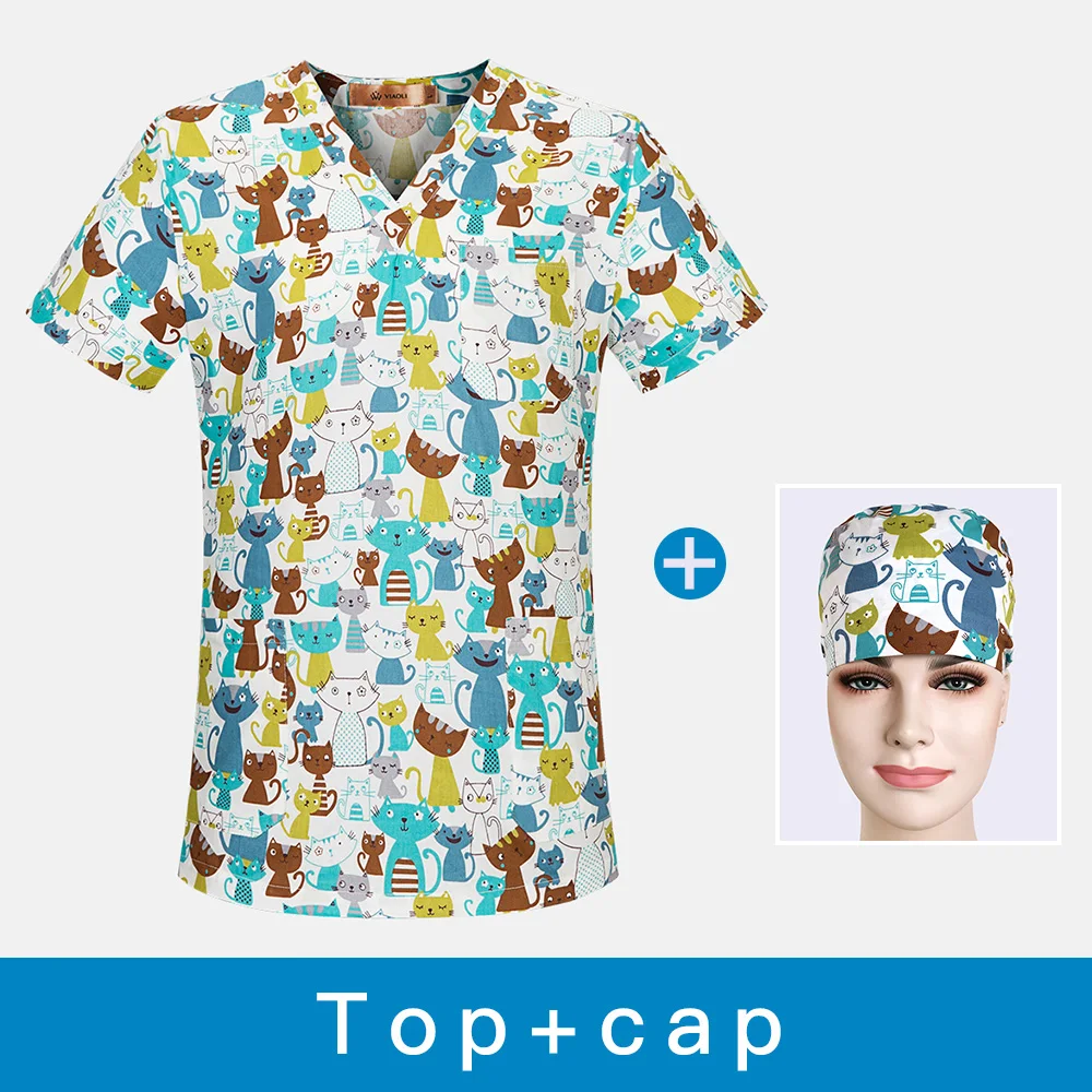 High quality dentist pharmacist scrubs tops unisex Spa uniform doctor nurse workwear Medical surgery clothes Beauty salon top
