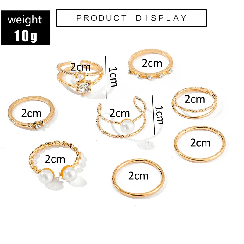 Boho Crystal Joint Ring Set For Women Geometric Knuckle Finger Rings Female Bohemia Wedding Party Jewelry Wedding Rings