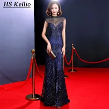 Вечерние платья знаменитостей, Русалка с высоким воротником красная ковровая дорожка сексуальное сценическое платье для выступлений