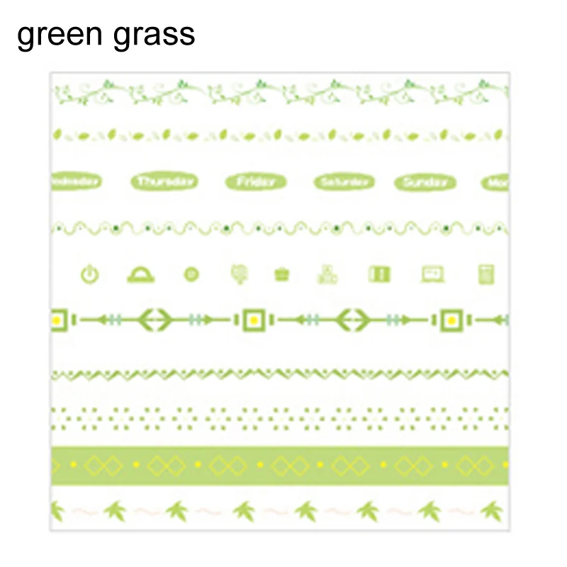 green grass 10 шт. клейкая лента альбом наклеек маскирующая бумажная лента набор милая бумага лист фольги решетки офисные школьные принадлежности - Цвет: green grass