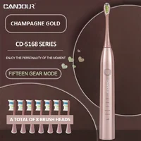 Candor CD-5168 elektryczna soniczna szczoteczka do zębów akumulatorowa szczoteczka do zębów IPX8 wodoodporna 15 tryb USB wymiana ładowarki głowice zestaw szczoteczka soniczna 1