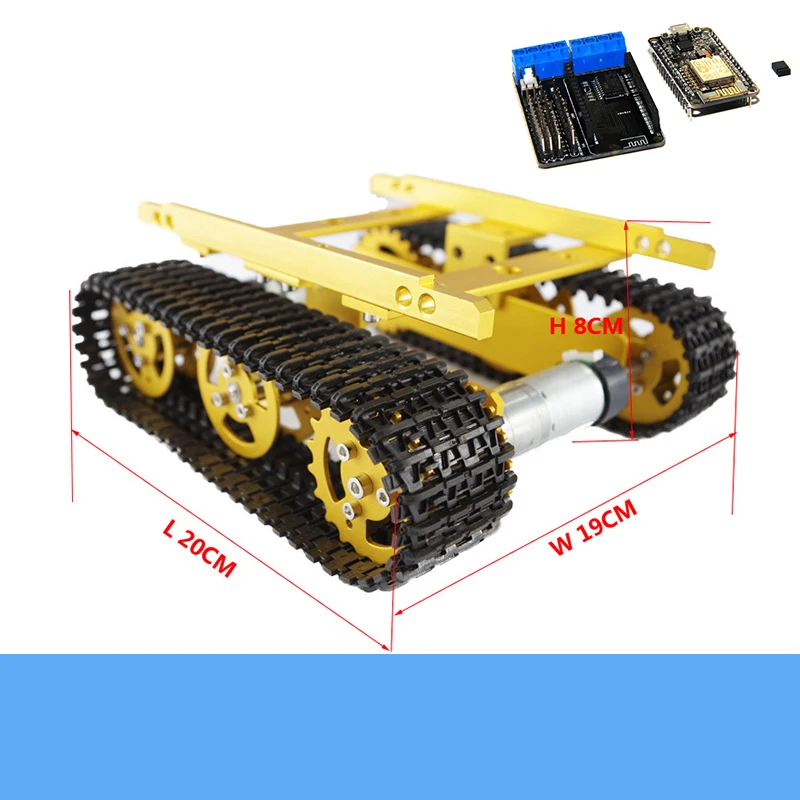 T100 Metal Smart Rc Robot Tank Chassis Kit+ESP8266 Wireless Controller Development Board APP Control DIY For Arduino Free Code