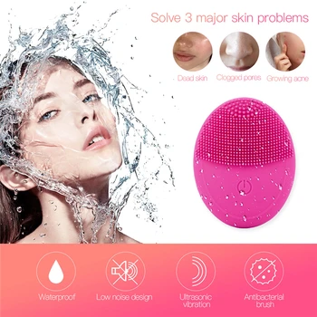 

USB Rechargeable Make Up Brush Silicone Facial Cleansing Brush Sound Wave Face Pore Deep Cleaner Blackhead Dead Skin Remover 31
