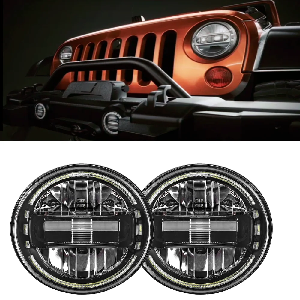 

J370 7 Inch Led Headlights Round Compatible with Jeep Wrangler JK LJ CJ TJ LANTSUN