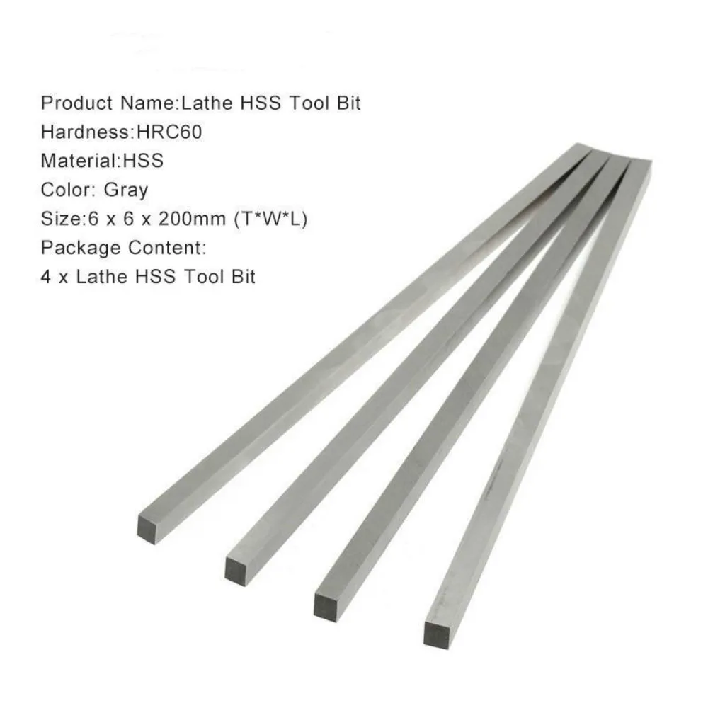

4 pcs/set square milling turning tools, HSS engraving lathe, 6mm x 6mm x 200mm tool at best price
