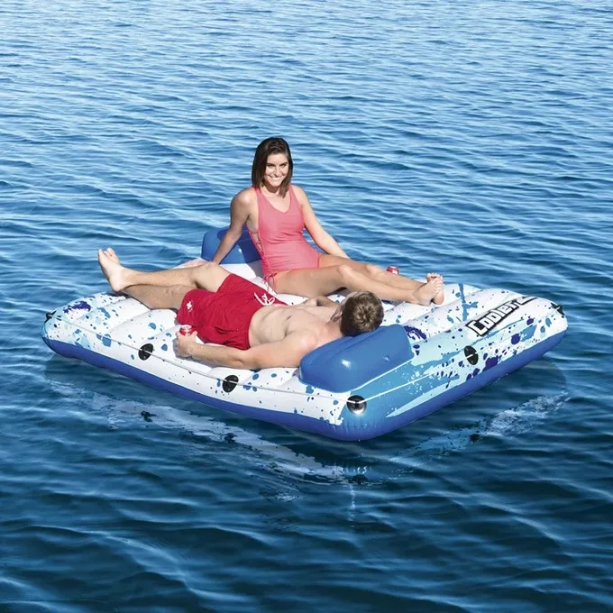 222 × 175 см безвредный ПВХ для окружающей среды квадратный плавающий остров двойной воды кровать пляж коврик надувные матрасы для плавания