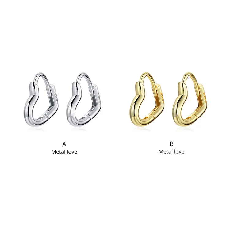 gold ring for men bamoer 925 Sterling Silver Simple Retro Metal Love Earrings Gold Heart Buckle Earrings for Women Wedding Fashion Jewelry SCE1174 nose pin