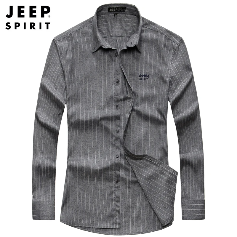 JEEP SPIRIT/Новое поступление; Осенние повседневные мужские рубашки; хлопковая рубашка в полоску; Мужская рубашка с длинными рукавами и отложным воротником; camisa masculina
