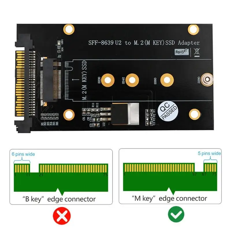 

NVME Extension Card M.2 Key M SSD to SFF-8639 U.2 Key M Adapter with Heat Sink Key B/B+M SATA Bus SSD Not Supported