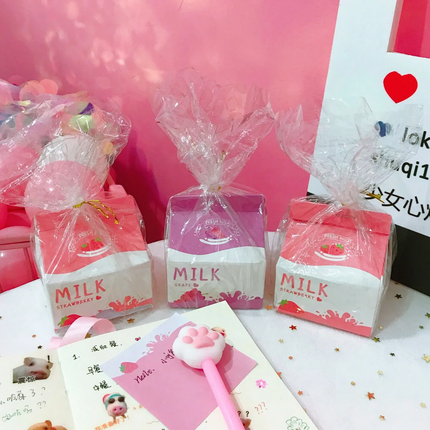 Креативное клубничное молоко коробка Рисование заметок бумага девушка сердце розовый N раз Примечания канцелярские заметки книга