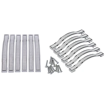 

12 Pcs Crystal Furniture Handle Bar Grip Handle Kitchen Cabinet Drawer Door Handles Silver ,6 Pcs 128Mm & 6 Pcs 96Mm