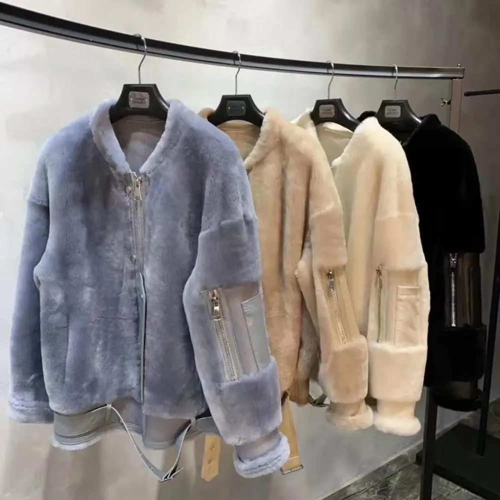 Новинка 2019 Женское зимнее высококачественное пальто из натуральной овчины с