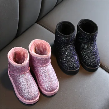 

Girls Boots Fur Thick Warm Children's Shoes New Shoes For Girls Bling Top Quality Baby Cotton Kids Snow Boots Winter