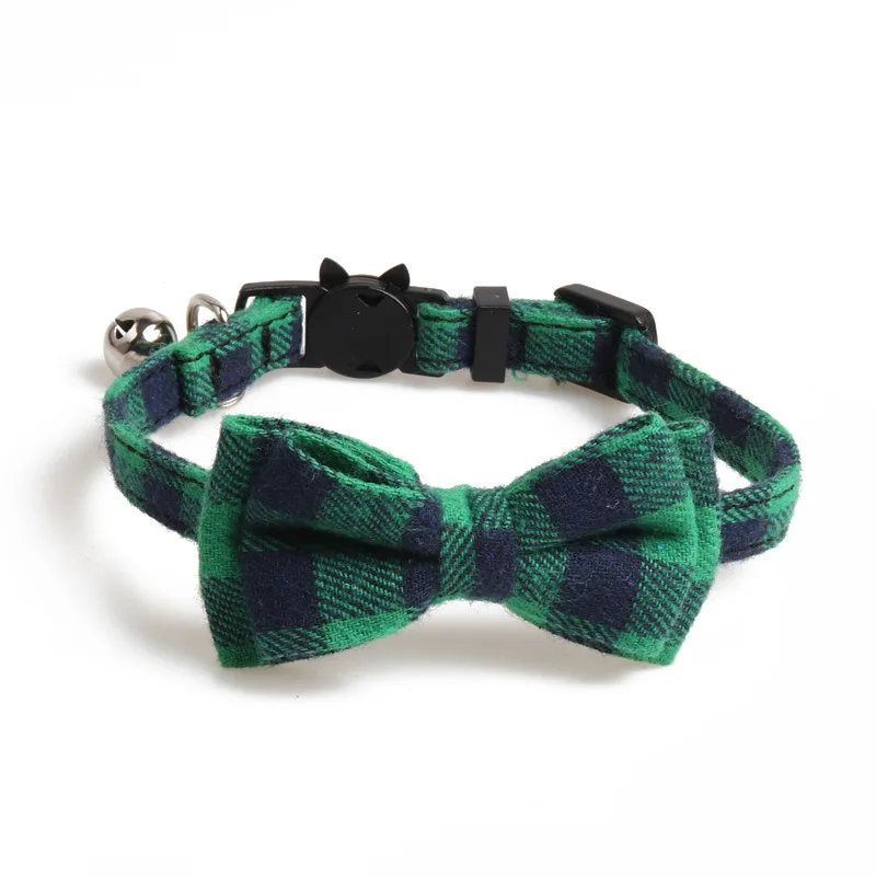 Hot cat collar collar scarf cat accessories collar plaid pet collar kitten butterfly style with bell pet collar cat