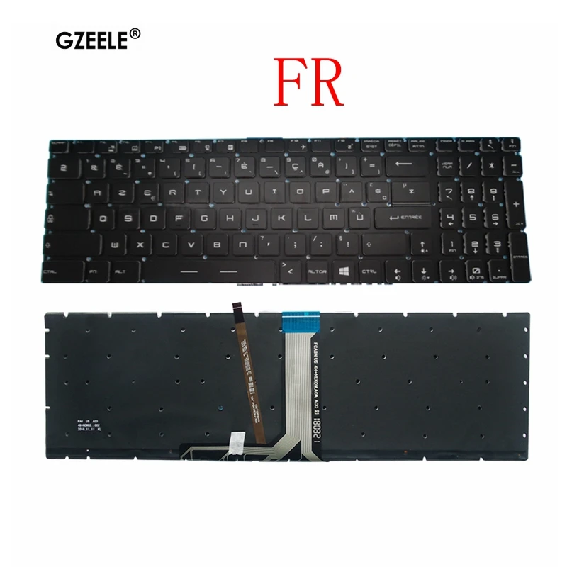 Teclado Retroiluminado Francês do fr Msi Gt62 Gt72 Ge62 Ge72 Gs60 Gs70 Gl62 Gl72 Gp62 Gt72s Cx62 Gl63 Gl73 Gs72v Cx72 6qf 6qd 7ql Ms1
